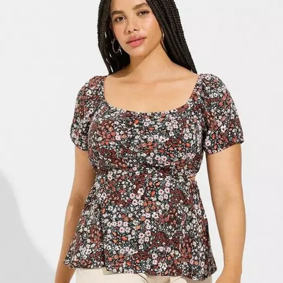 Torrid Burgundy Open Cardigan and Black Baby Doll Top with Cut Outs Set Size 3 - Picture 15 of 16